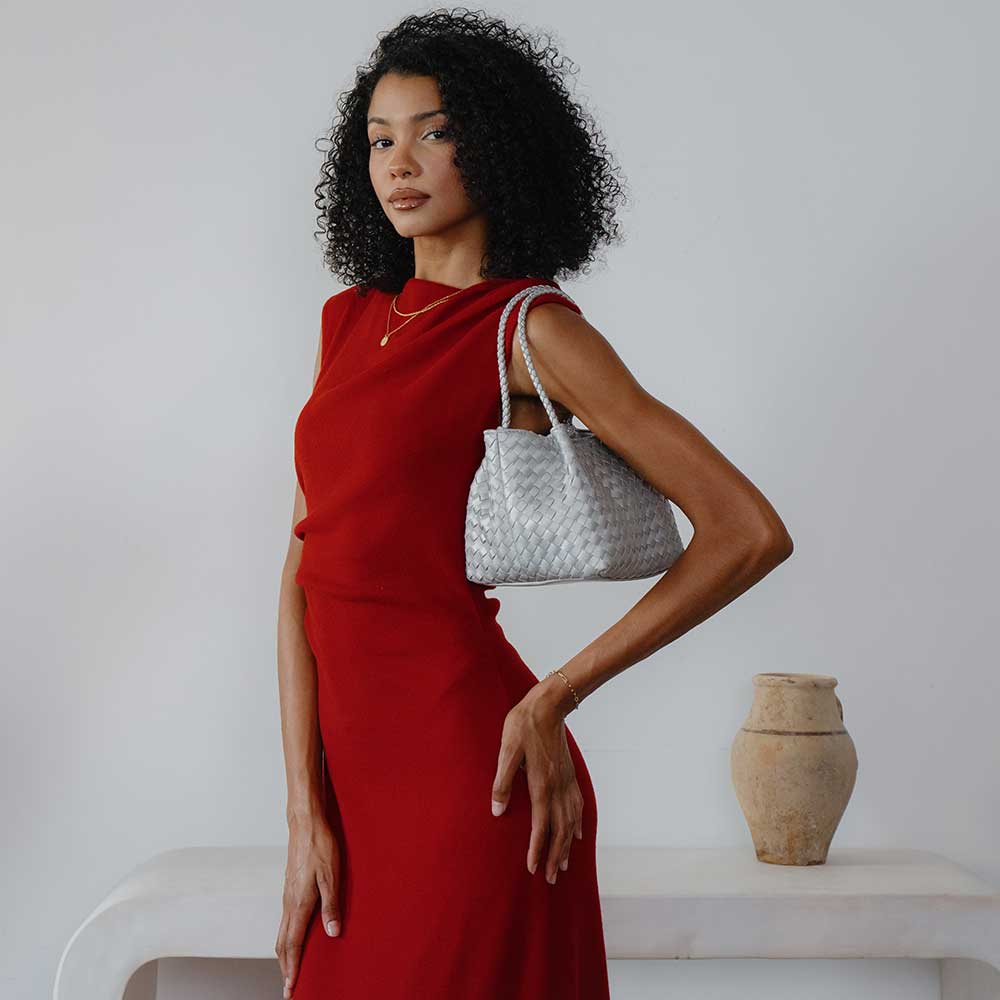 Anahi Silver Top Handle Bag