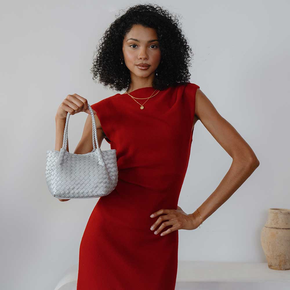 Anahi Silver Top Handle Bag