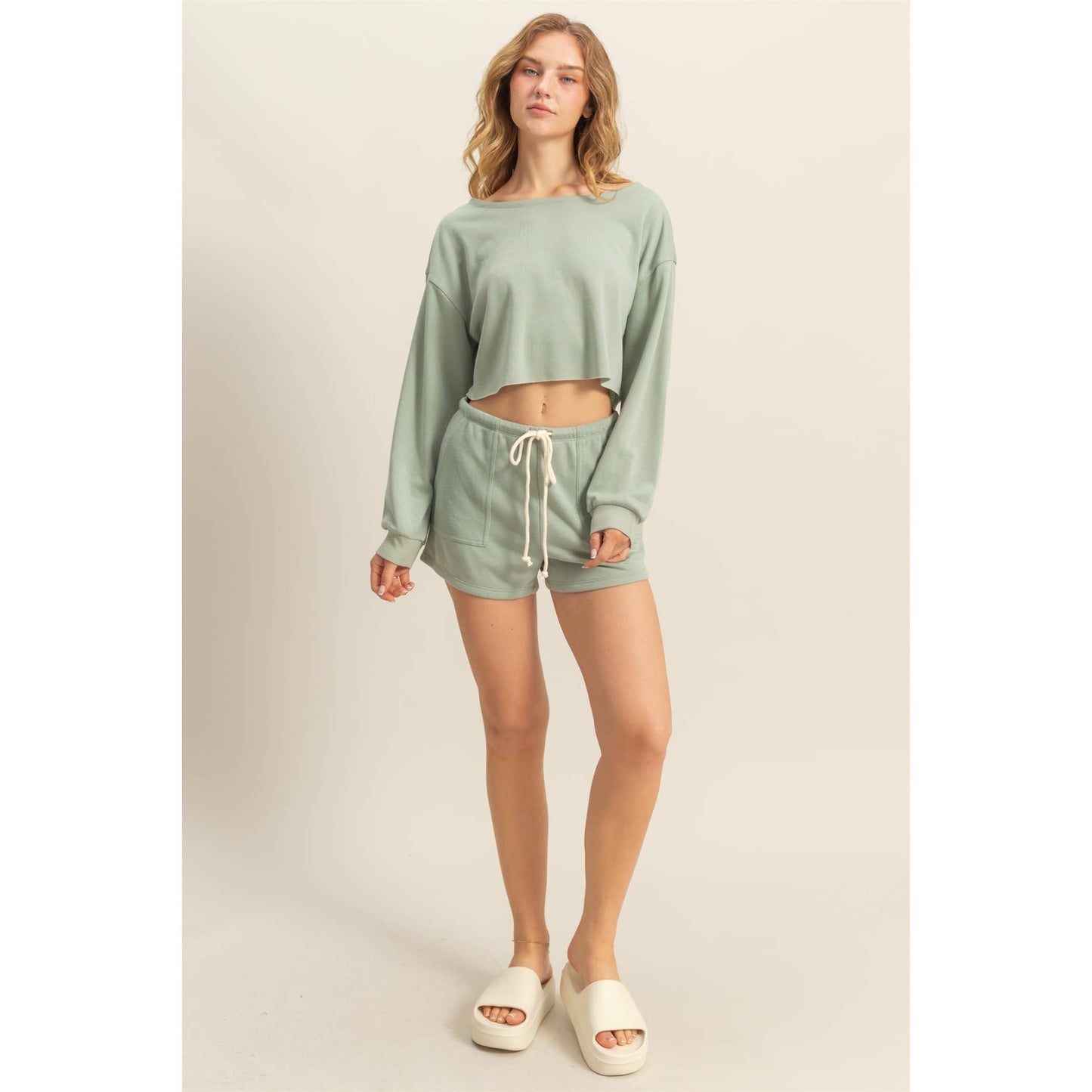 Chloe Mid-Waist Drawstring Shorts