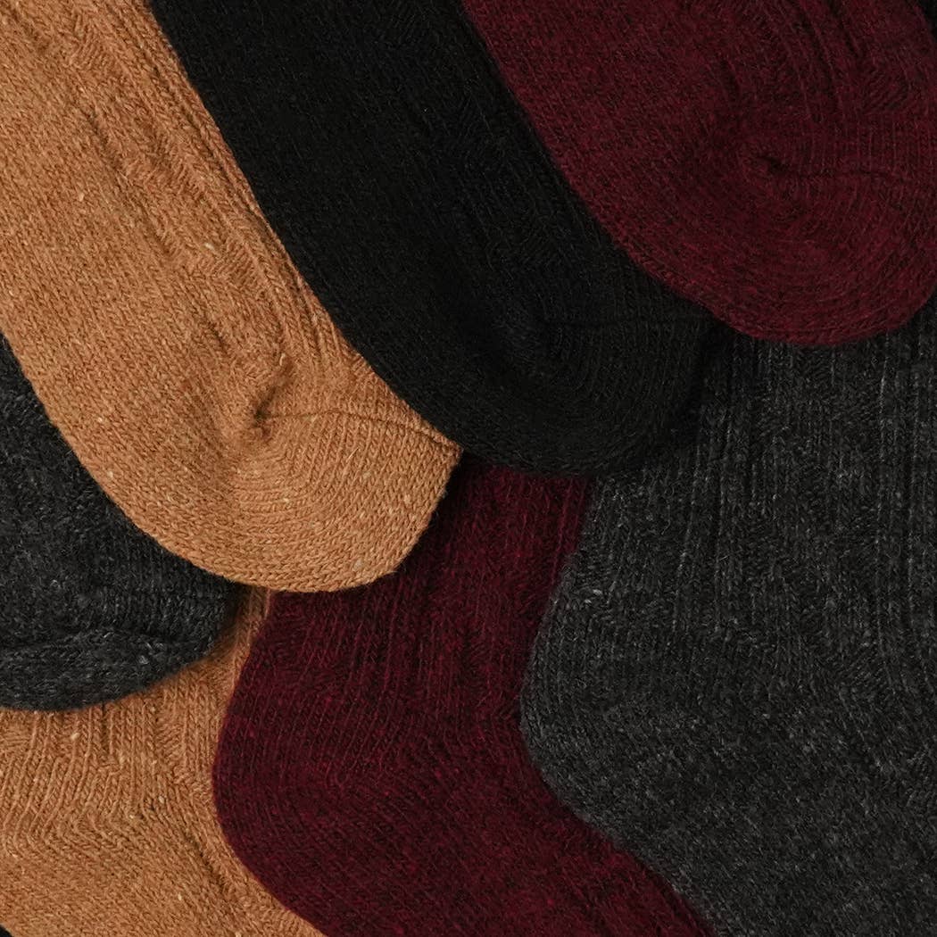 Women's Rib Knitted Wool Blend Crew Socks.
