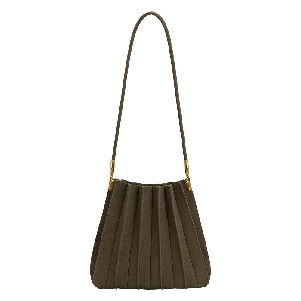 Carrie Olive Suede Shoulder Bag