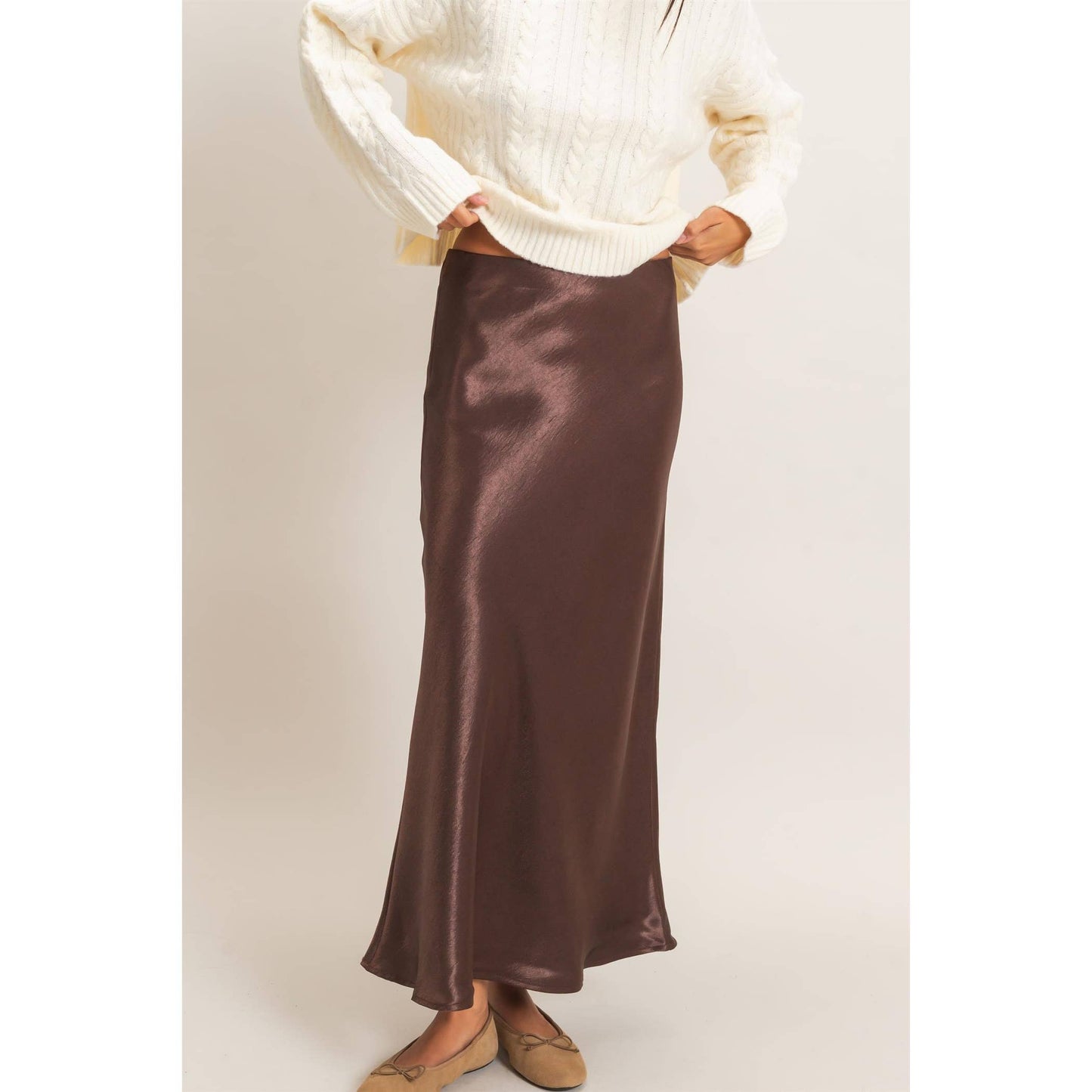 Gianna Satin Midi Skirt
