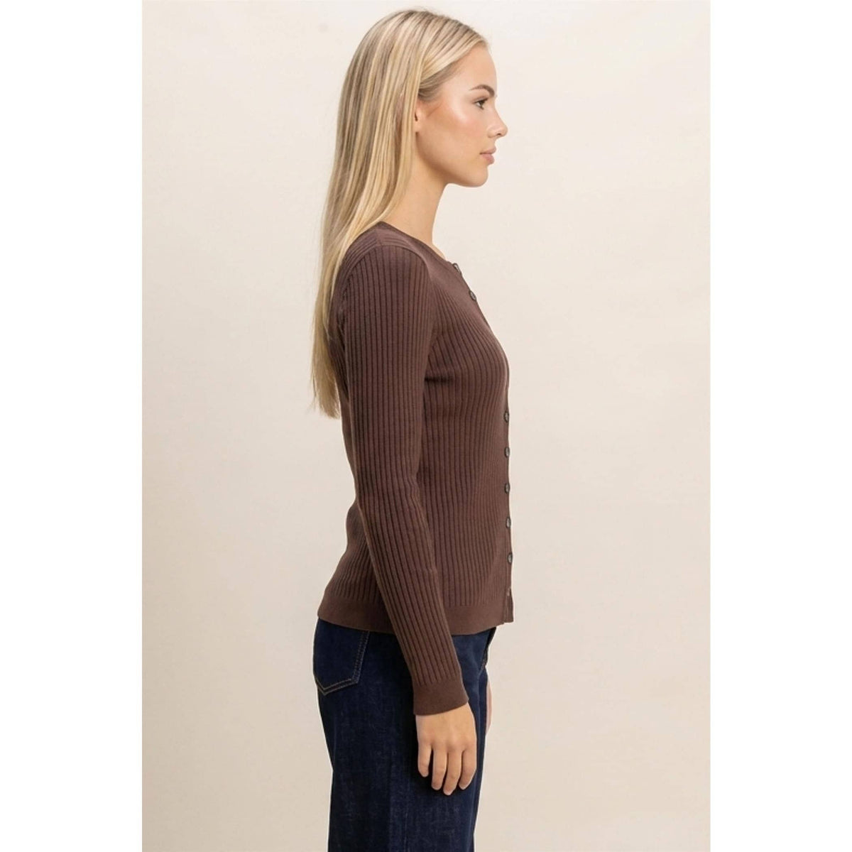 Blake Ribbed Button Front Cardigan