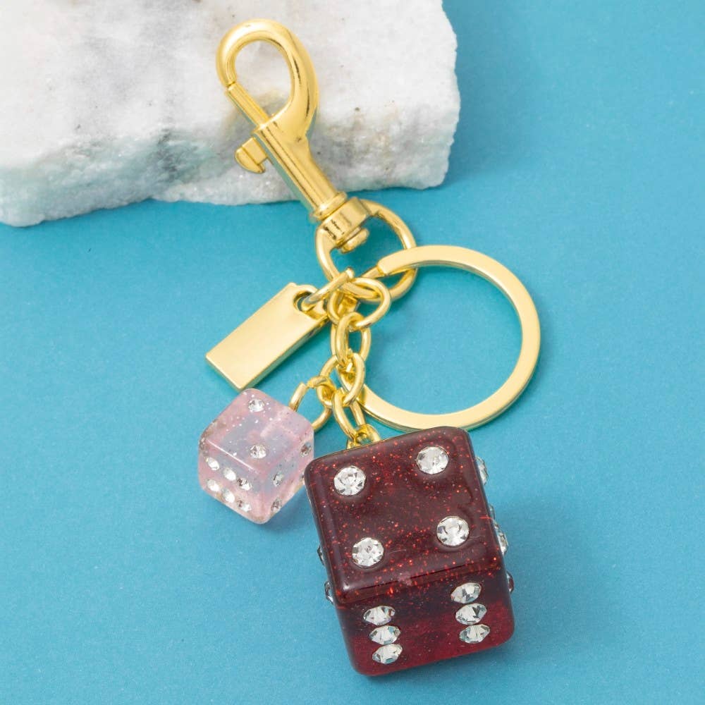 Glittery Rhinestone Dice Bag Charms
