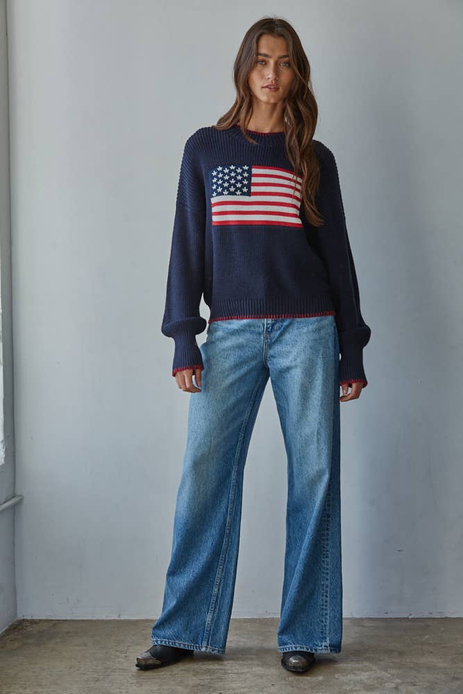 American Flag Pullover Sweater