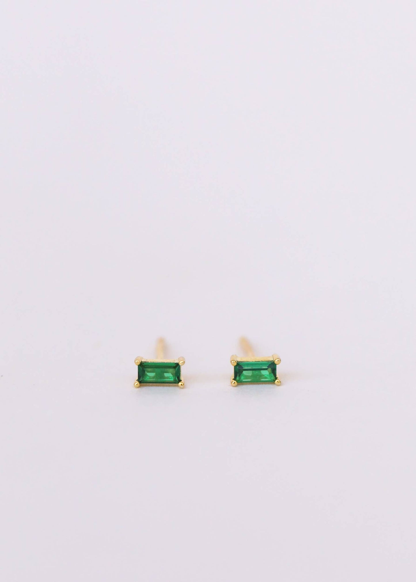 Baguette - Emerald Earrings