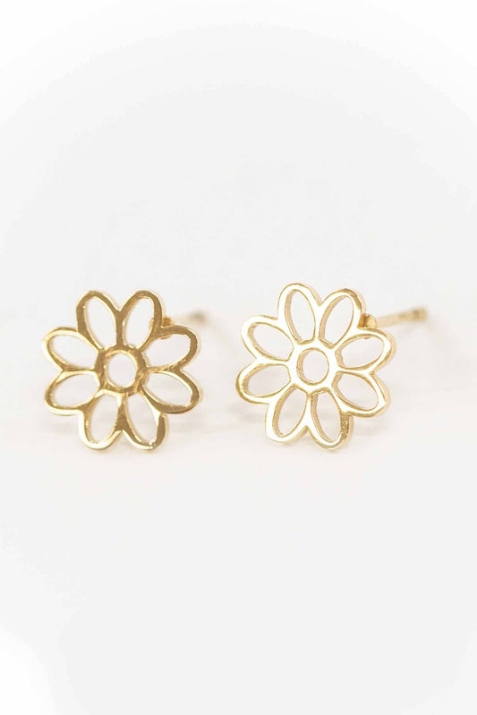 Daisy Outline Stud Earrings | Gold