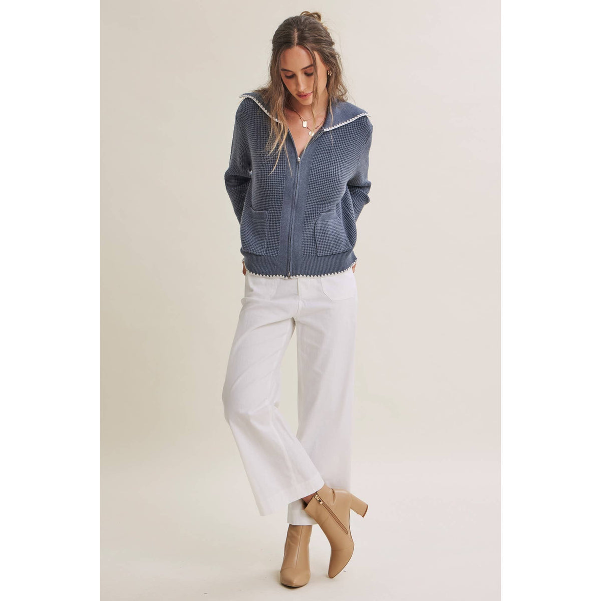 Benson Waffle Knit Zip-Up