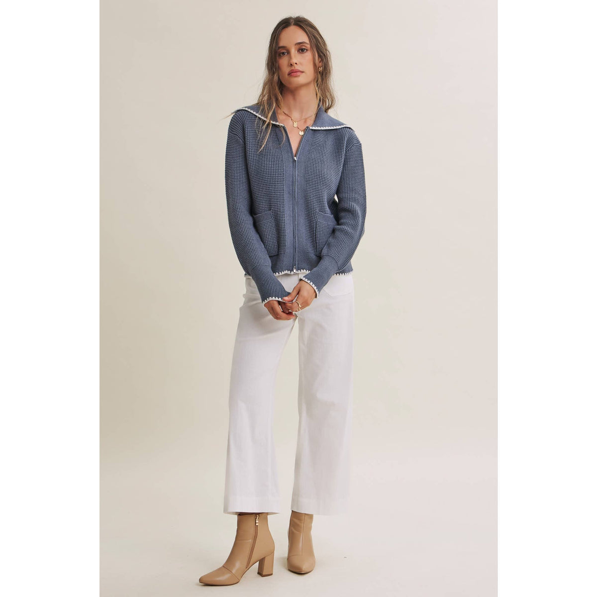 Benson Waffle Knit Zip-Up