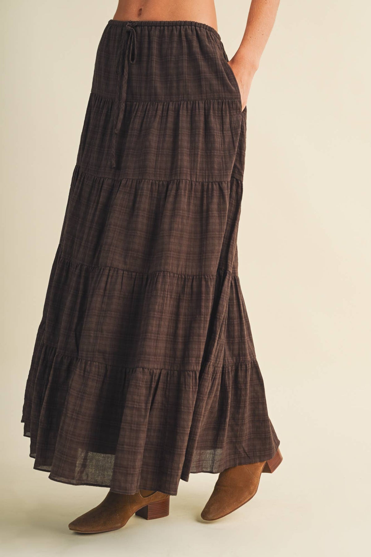 Geometric Tiered Maxi Skirt