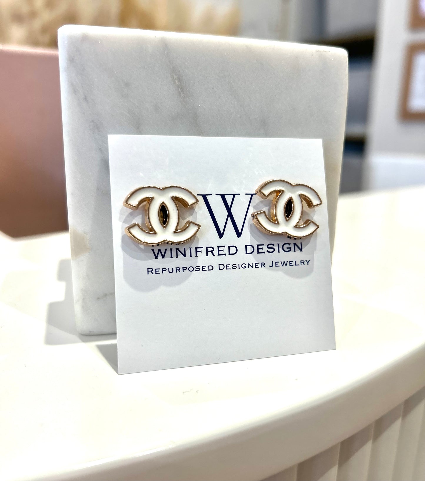 Gold/White Chanel Earrings