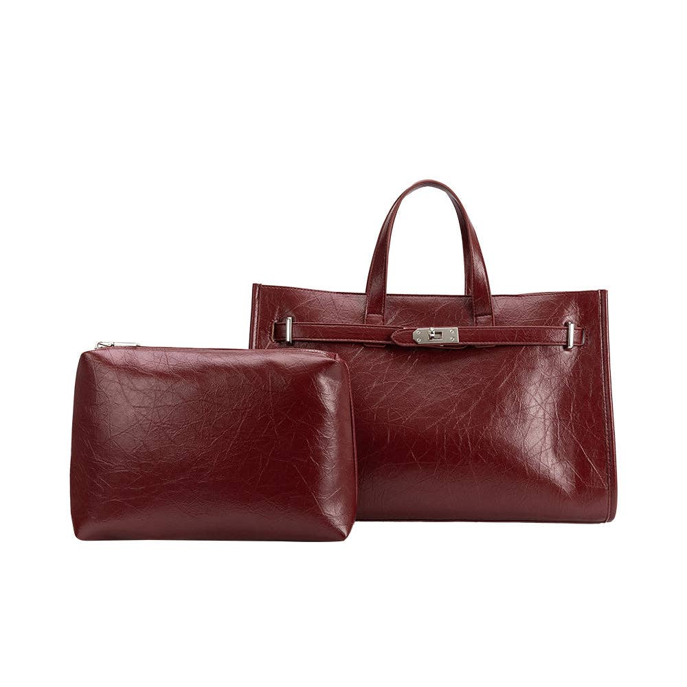 Sutton Burgundy Recycled Vegan Leather Tote Bag