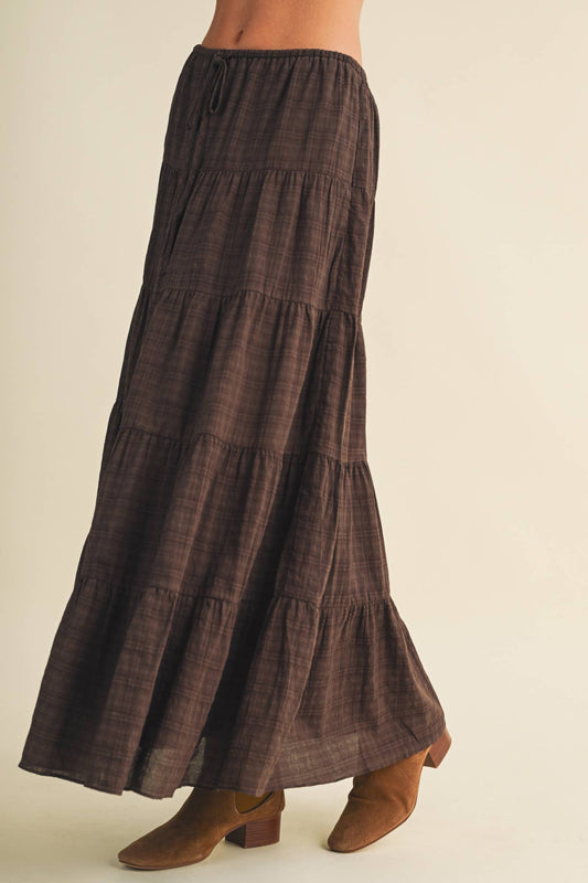 Geometric Tiered Maxi Skirt