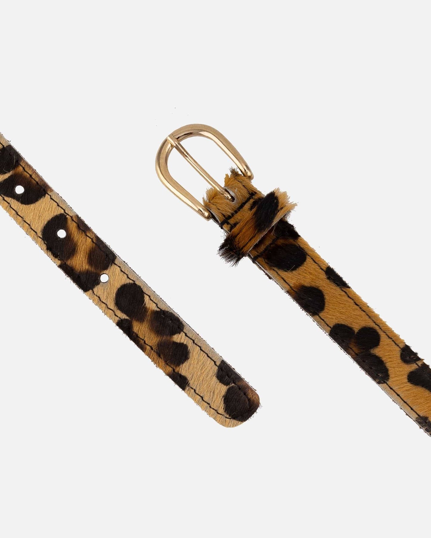 Dania | Gold Leopard Skinny Leather Belt Women
