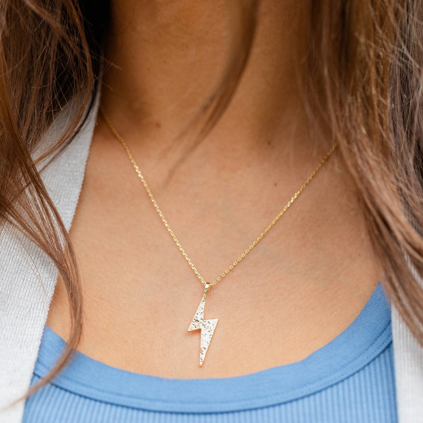 Gilded Lightning Strike Pendant Necklace