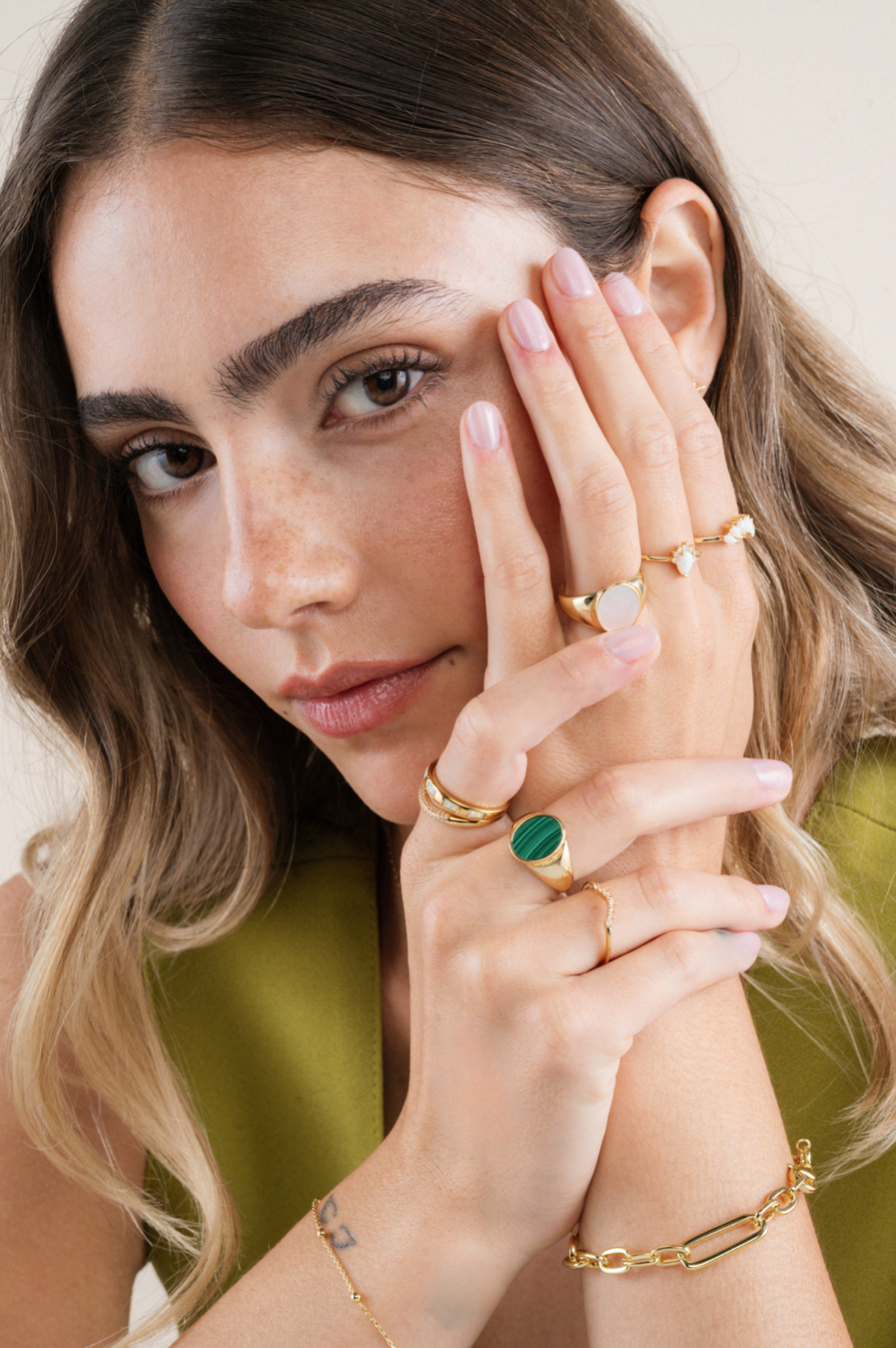 White Opal Inset Baguette Ring