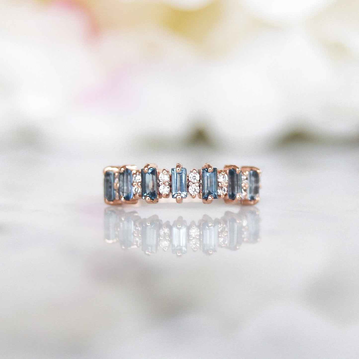 Rose Gold London Blue Topaz Canary Ring