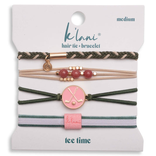 "Tee Time" Green and Pink Hair Tie Bracelets with Removable Ball Marker