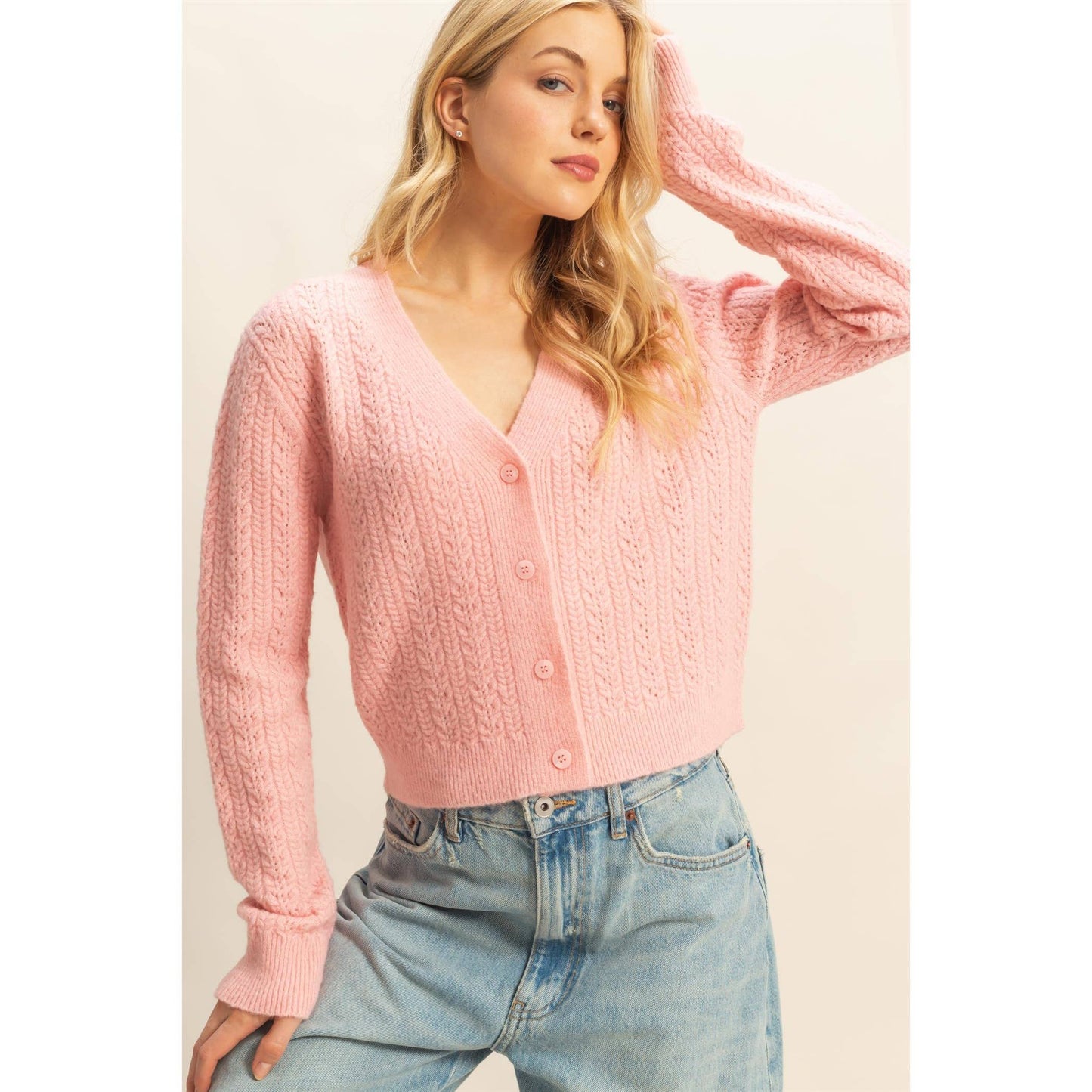 Annie Buttoned Cable Knit Sweater