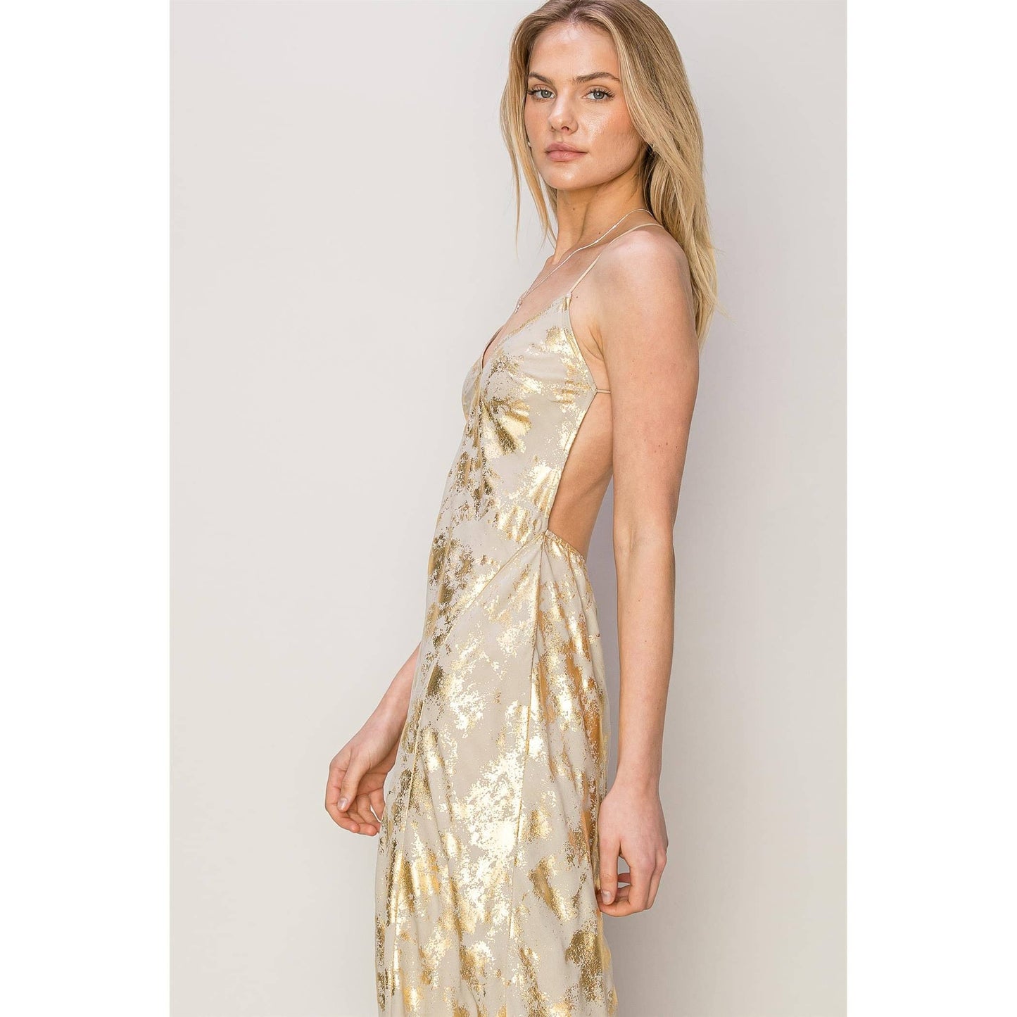 Foil Print Slip Dress