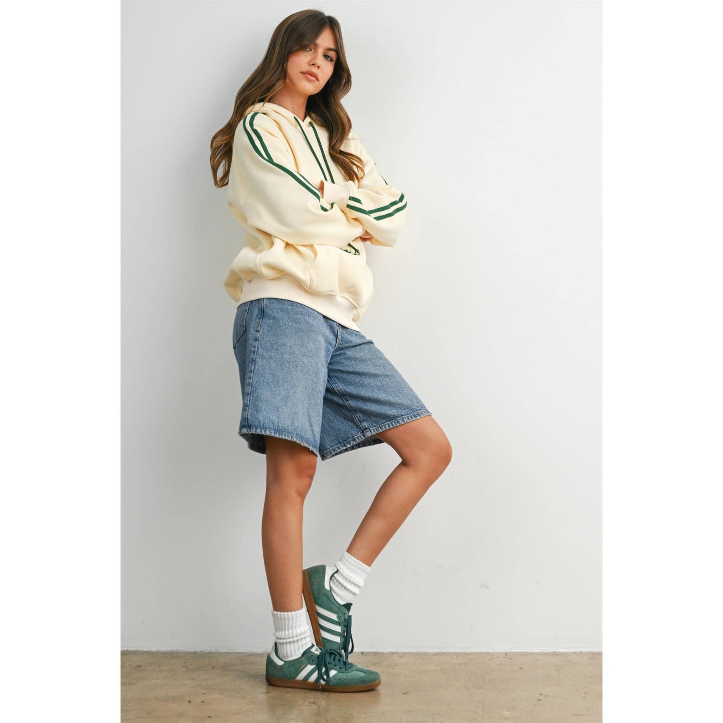 Winnie Contrast Striped  Drawstring Hoodie