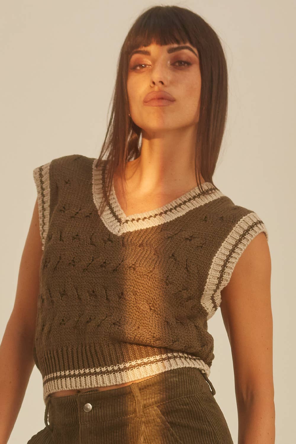 Gabrielle Cable Knit Vest