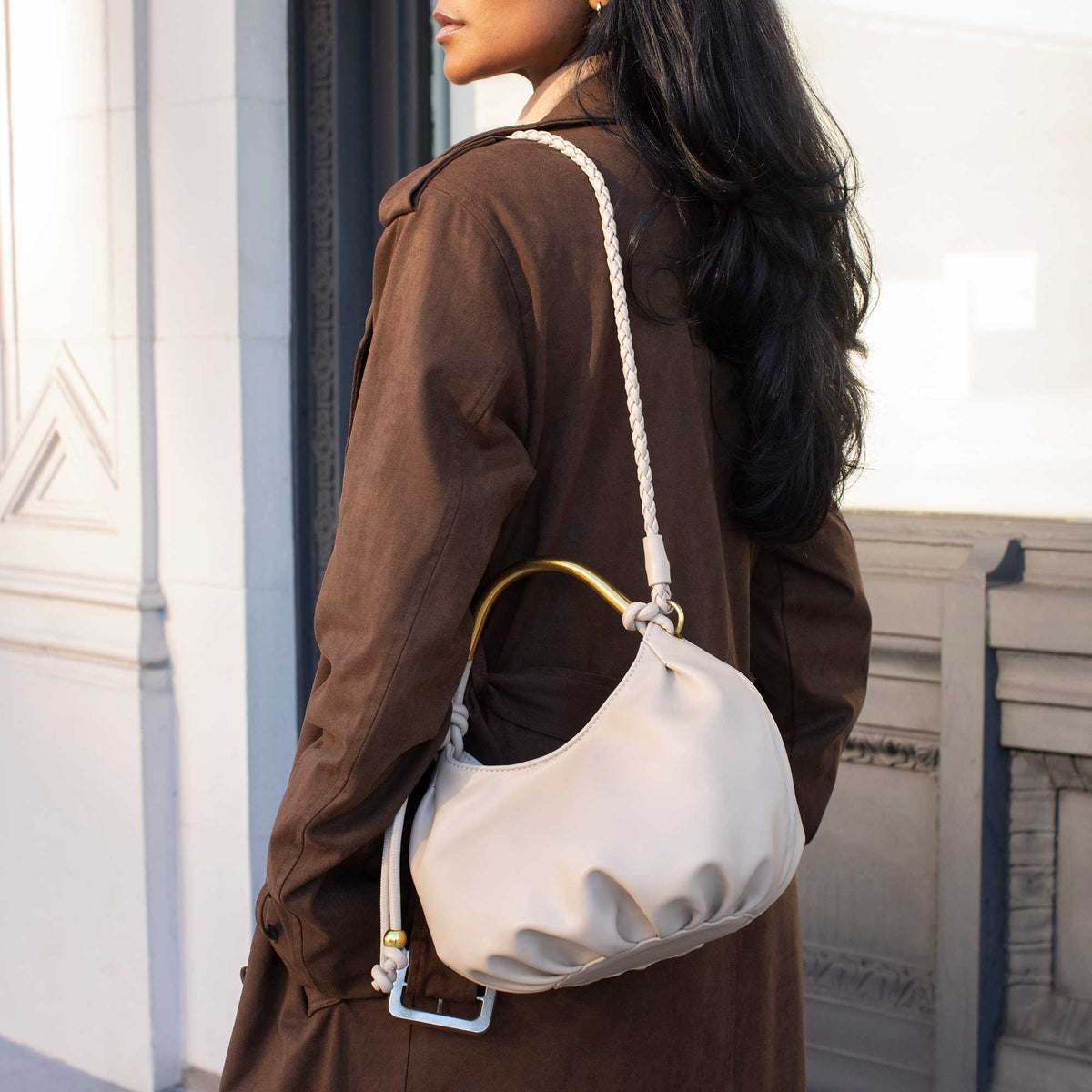 Dottie Black Vegan Leather Top Handle Bag