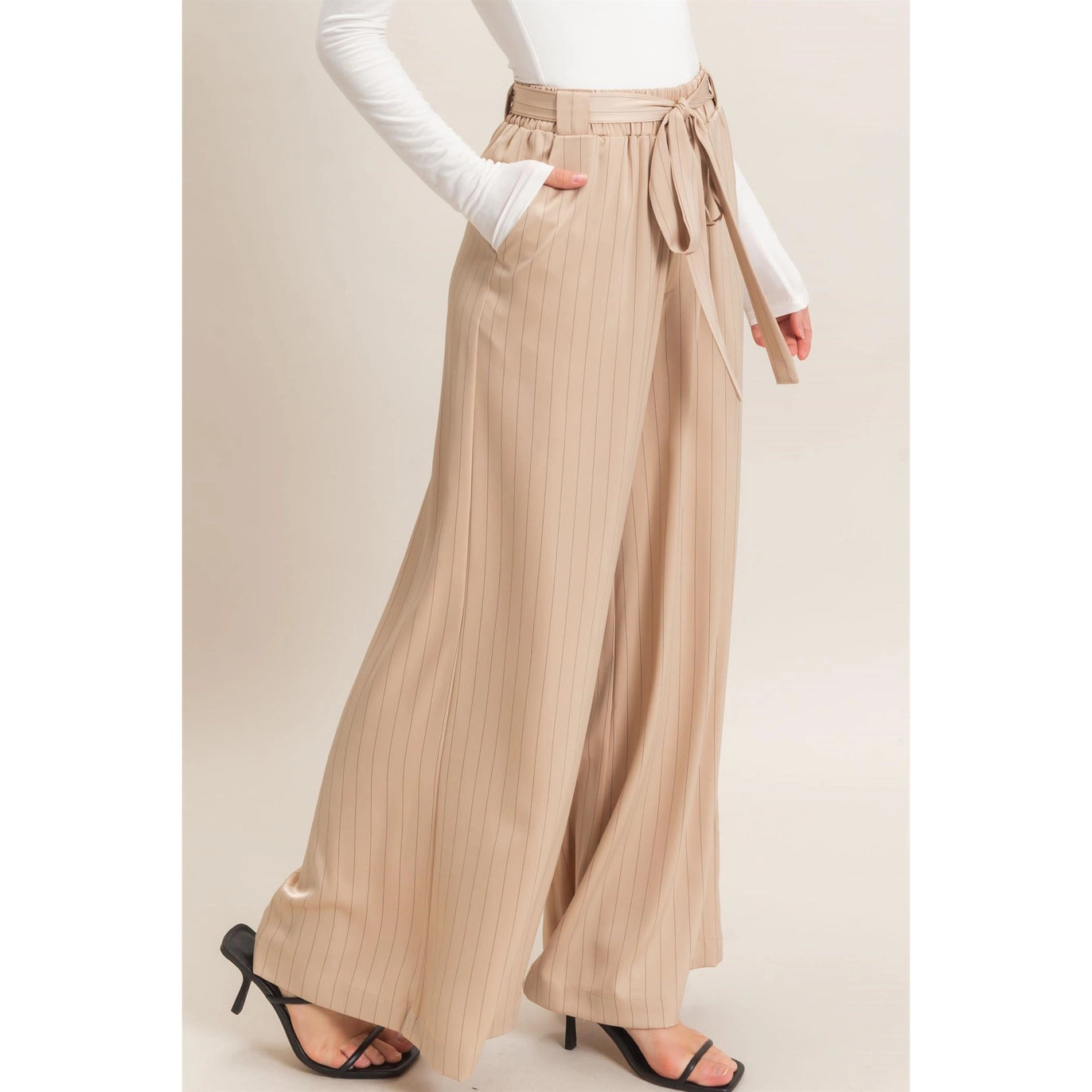 Sabrina Pinstripe Wide-Leg Pants