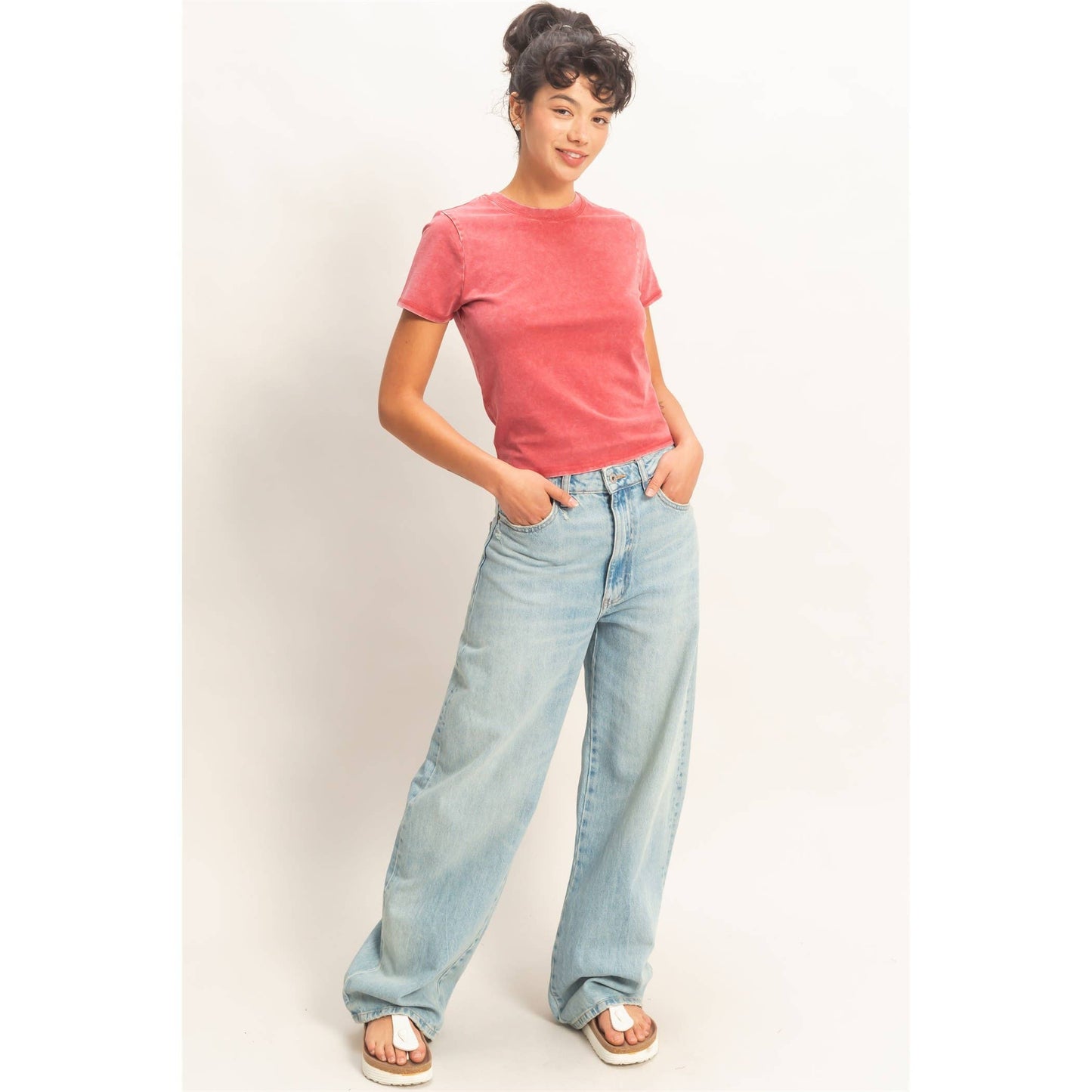 Mineral Washed Short Sleeve Top