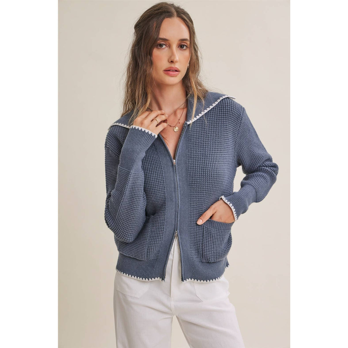Benson Waffle Knit Zip-Up