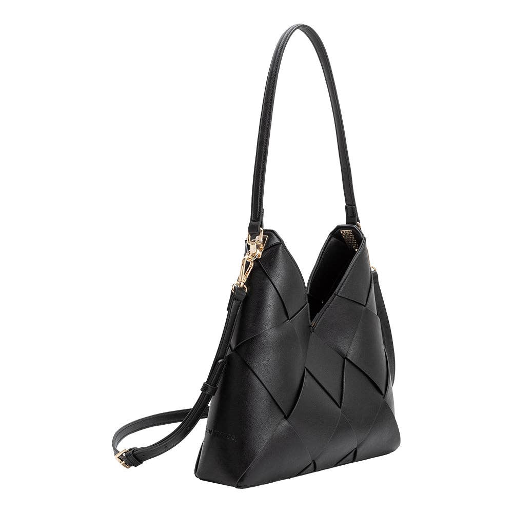 Phaedra Black Vegan Leather Shoulder Bag