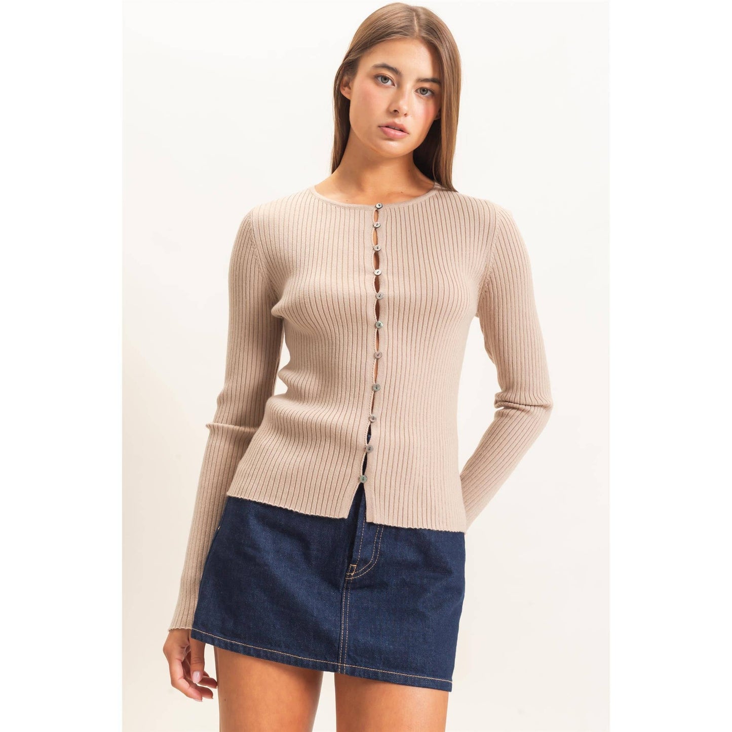 Blake Ribbed Button Front Cardigan