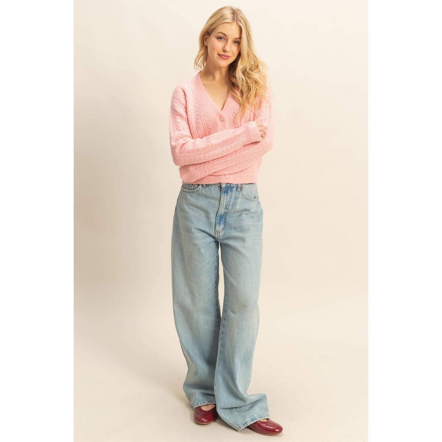 Annie Buttoned Cable Knit Sweater