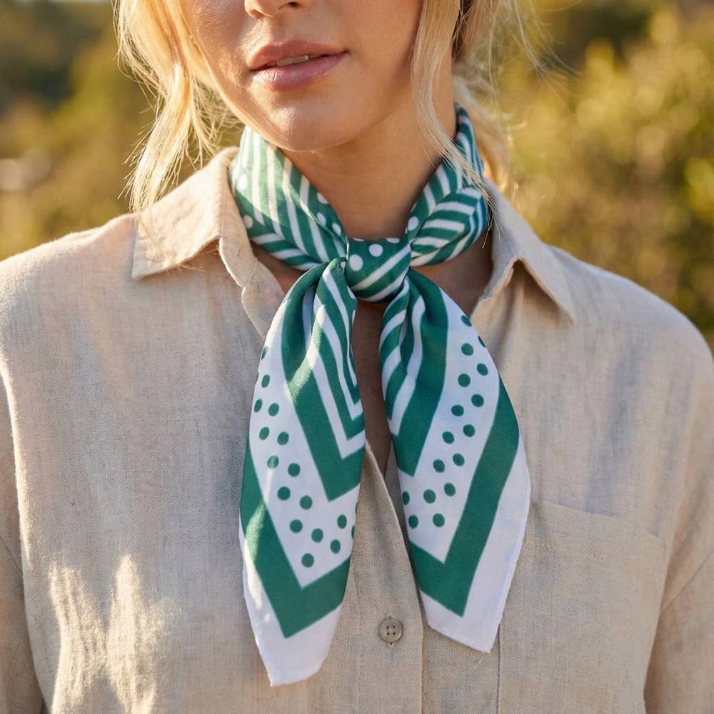 Polka Dot Concentric Square Print Satin Scarf