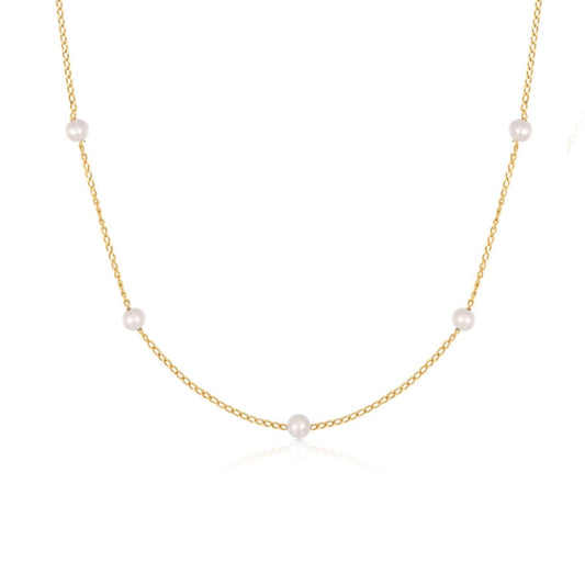 14kt Gold Minimalist Pearl Necklace