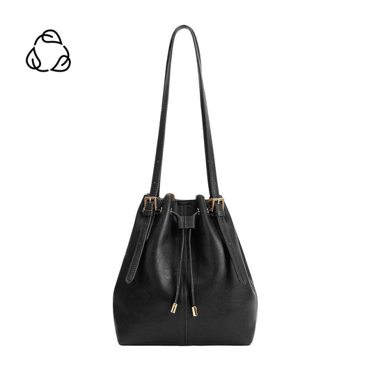 Sally Black Recycled Vegan Leather Shoulder Bag