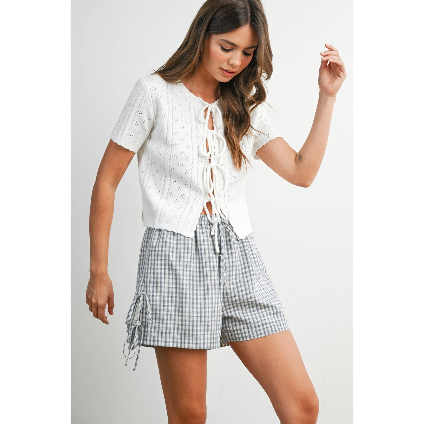 Juliet Scalloped Tie-Front Top