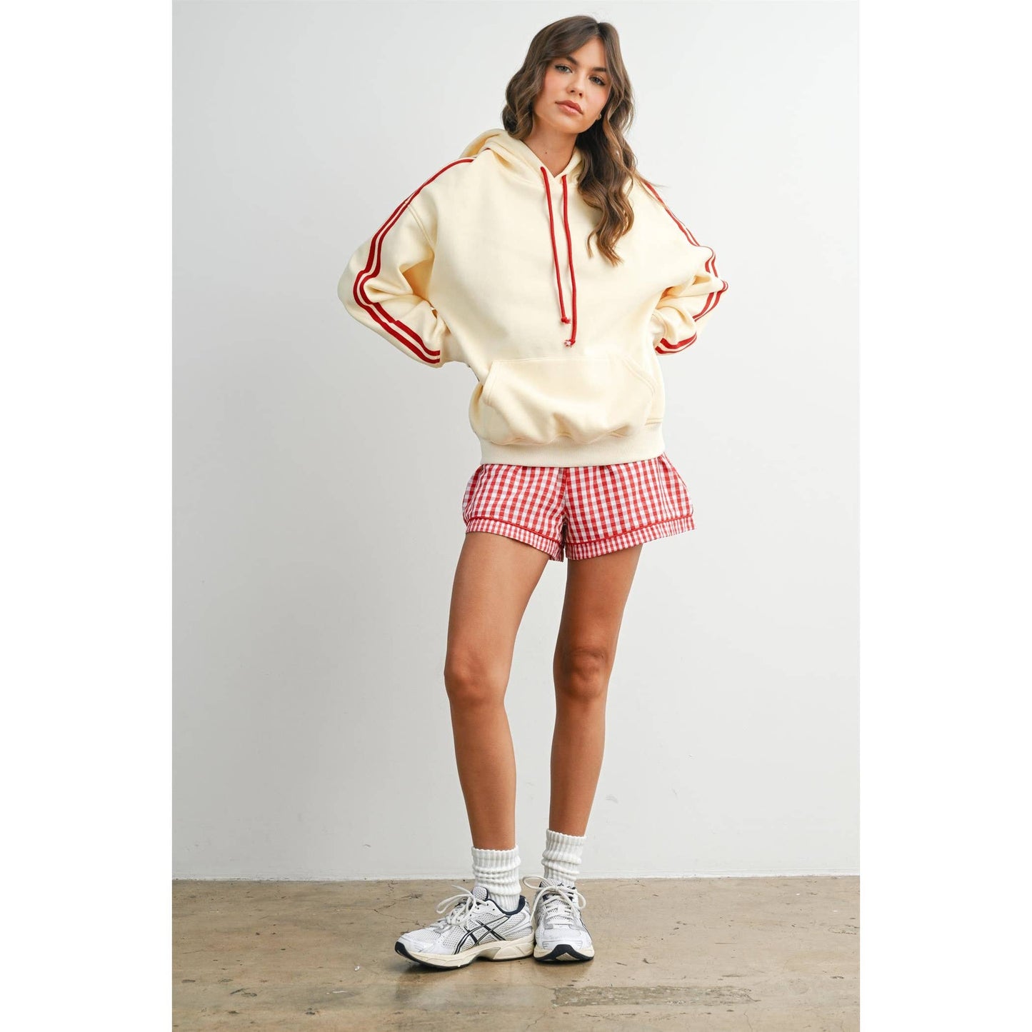 Winnie Contrast Striped  Drawstring Hoodie