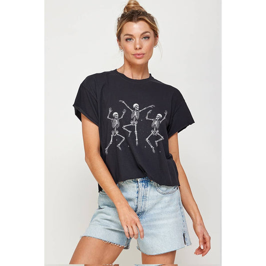 Dancing Skulls Vintage Crop Top