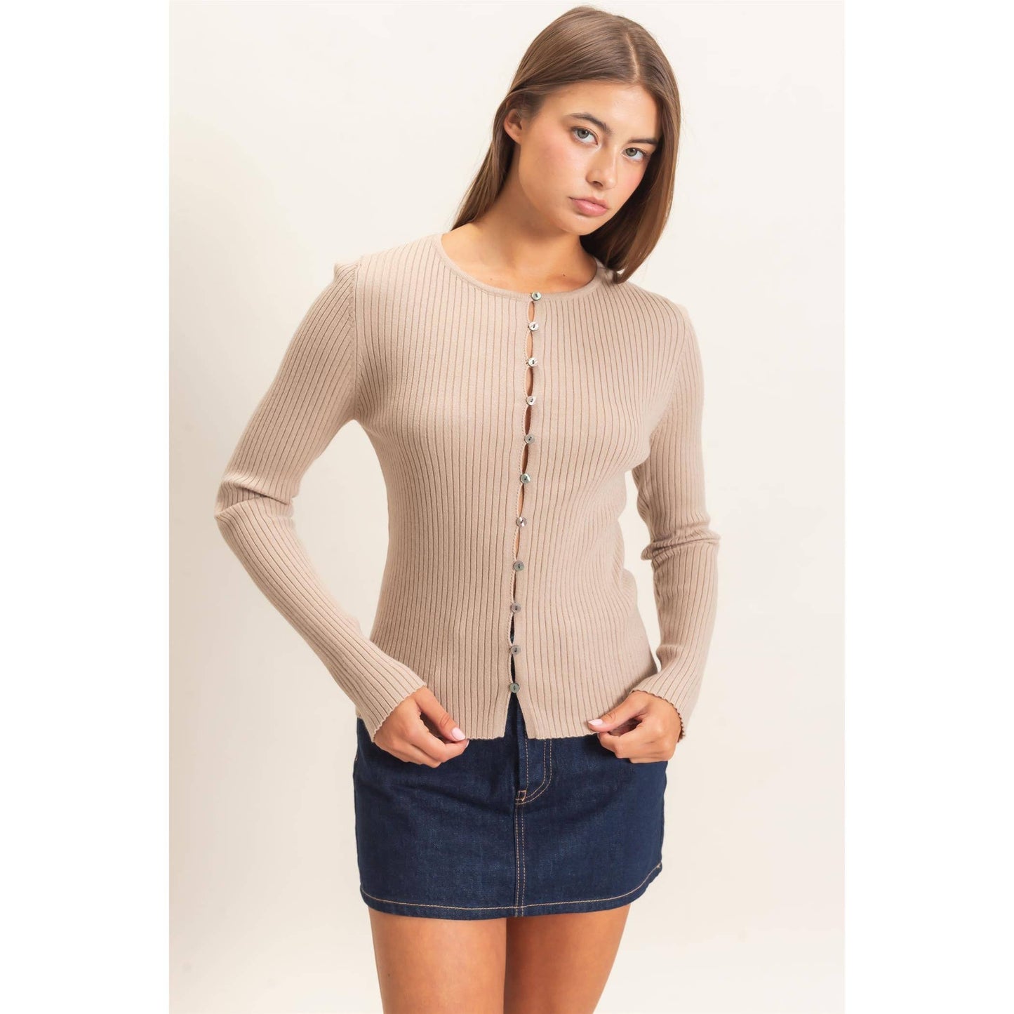 Blake Ribbed Button Front Cardigan