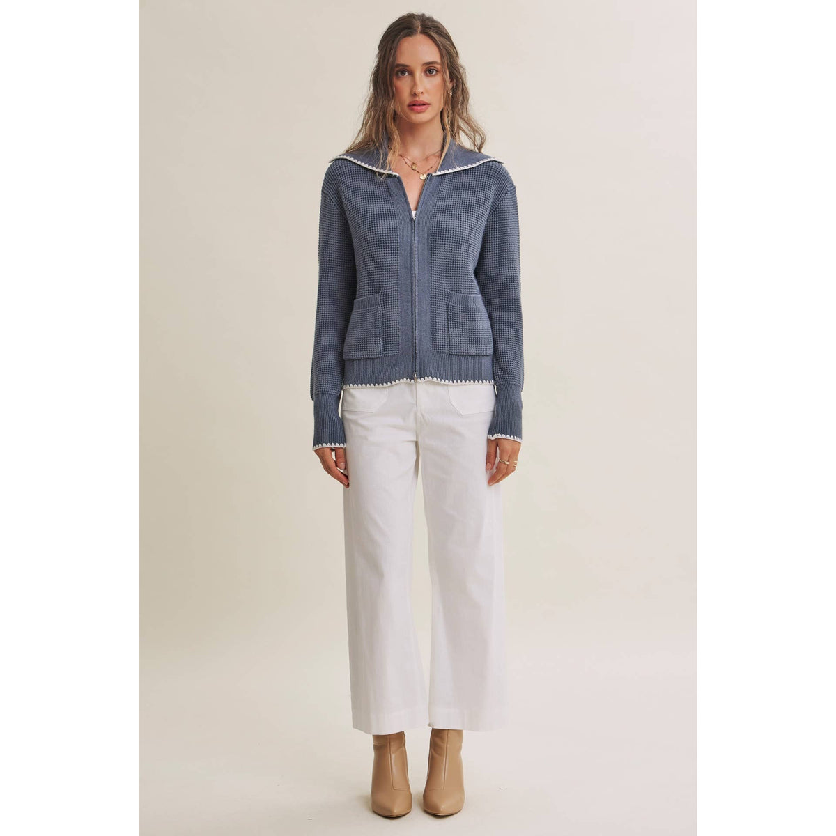 Benson Waffle Knit Zip-Up