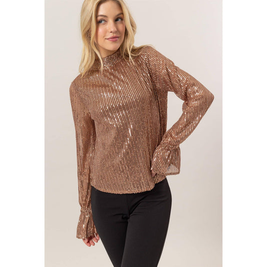 Sequin Open-Back Blouse