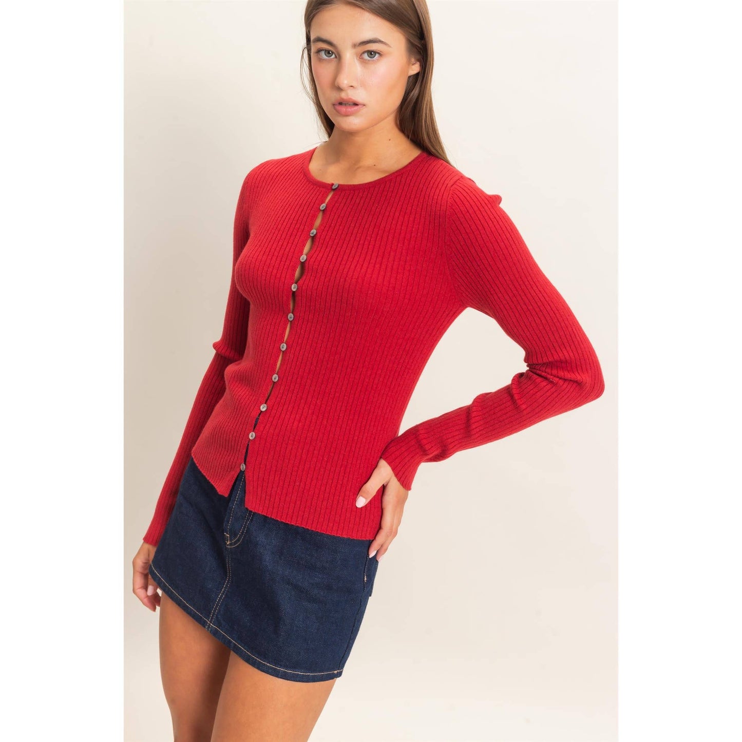 Blake Ribbed Button Front Cardigan