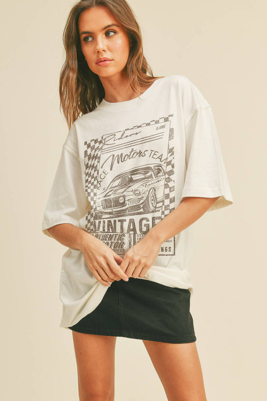 Vintage Racer Oversized Graphic Tee