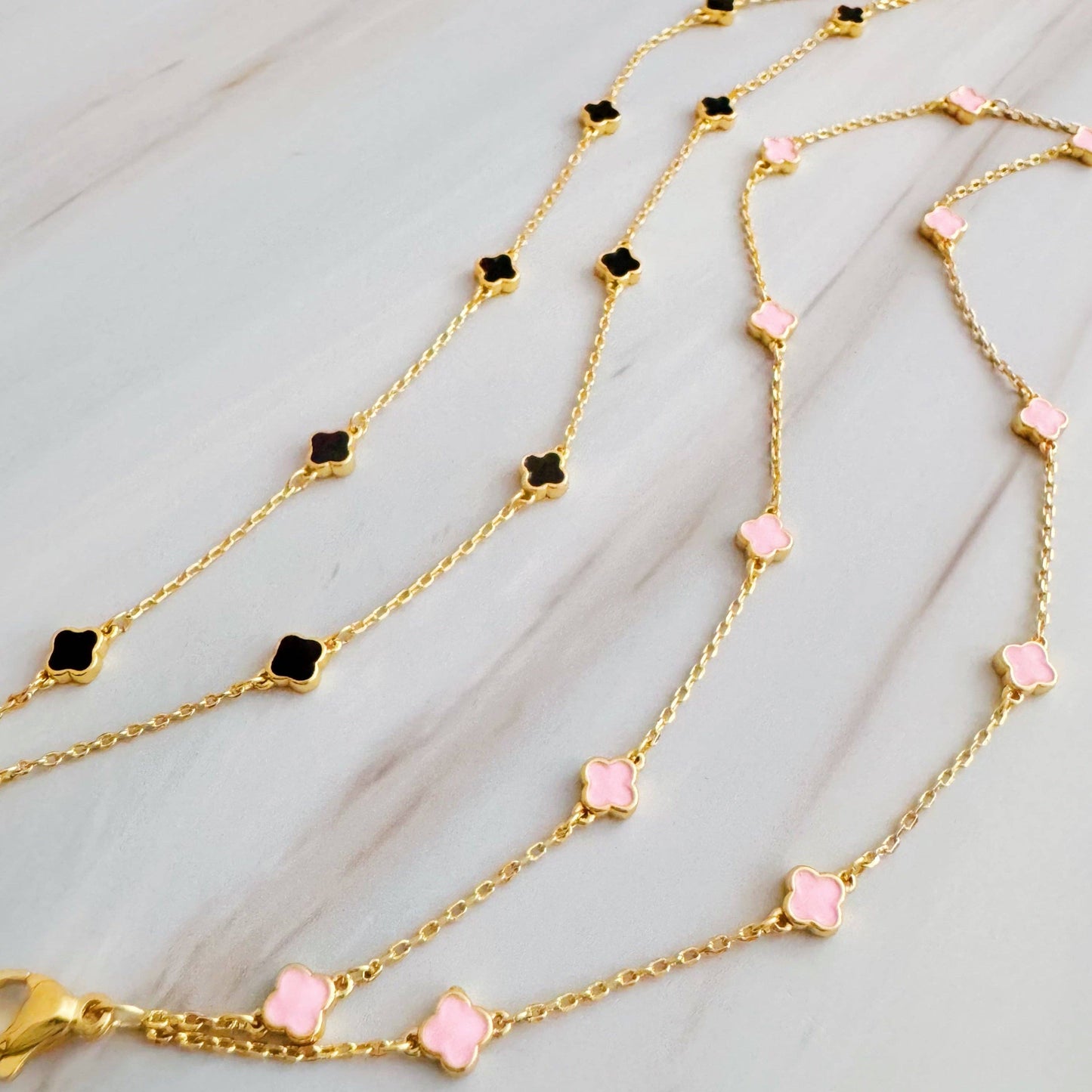 Petite Clover Layered Chain Bracelet