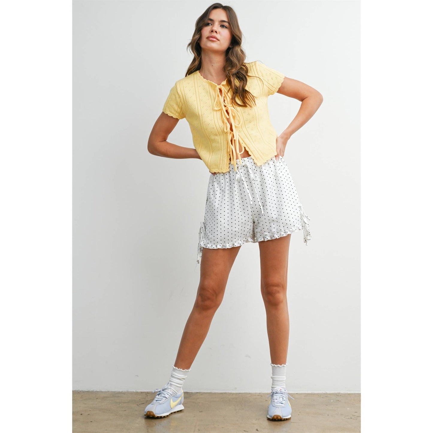 Arlet Scalloped Tie-Front Top