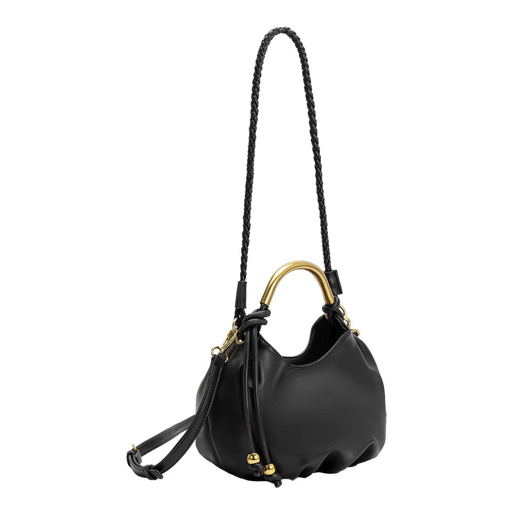 Dottie Black Vegan Leather Top Handle Bag