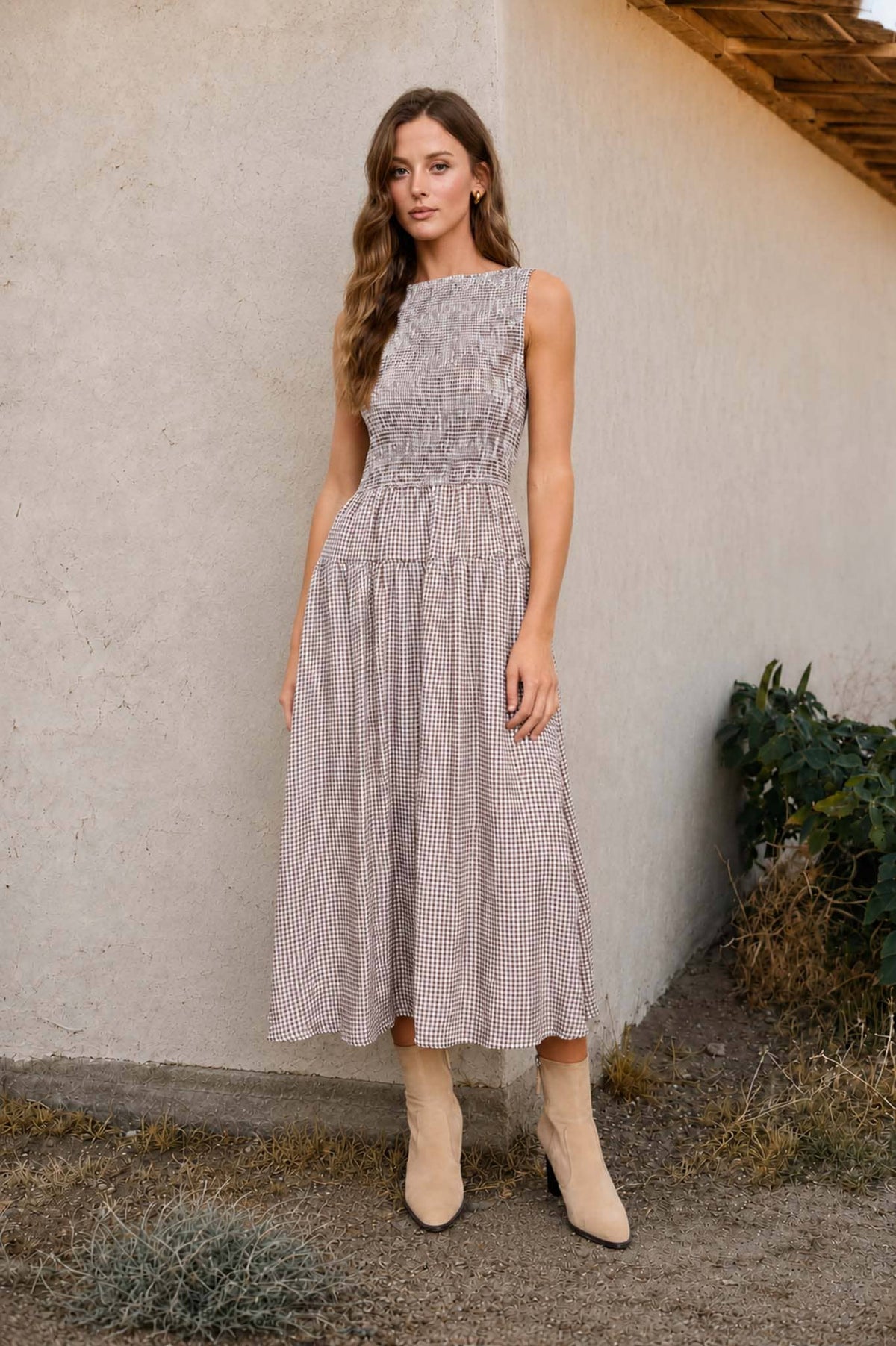 Gingham Midi Dress