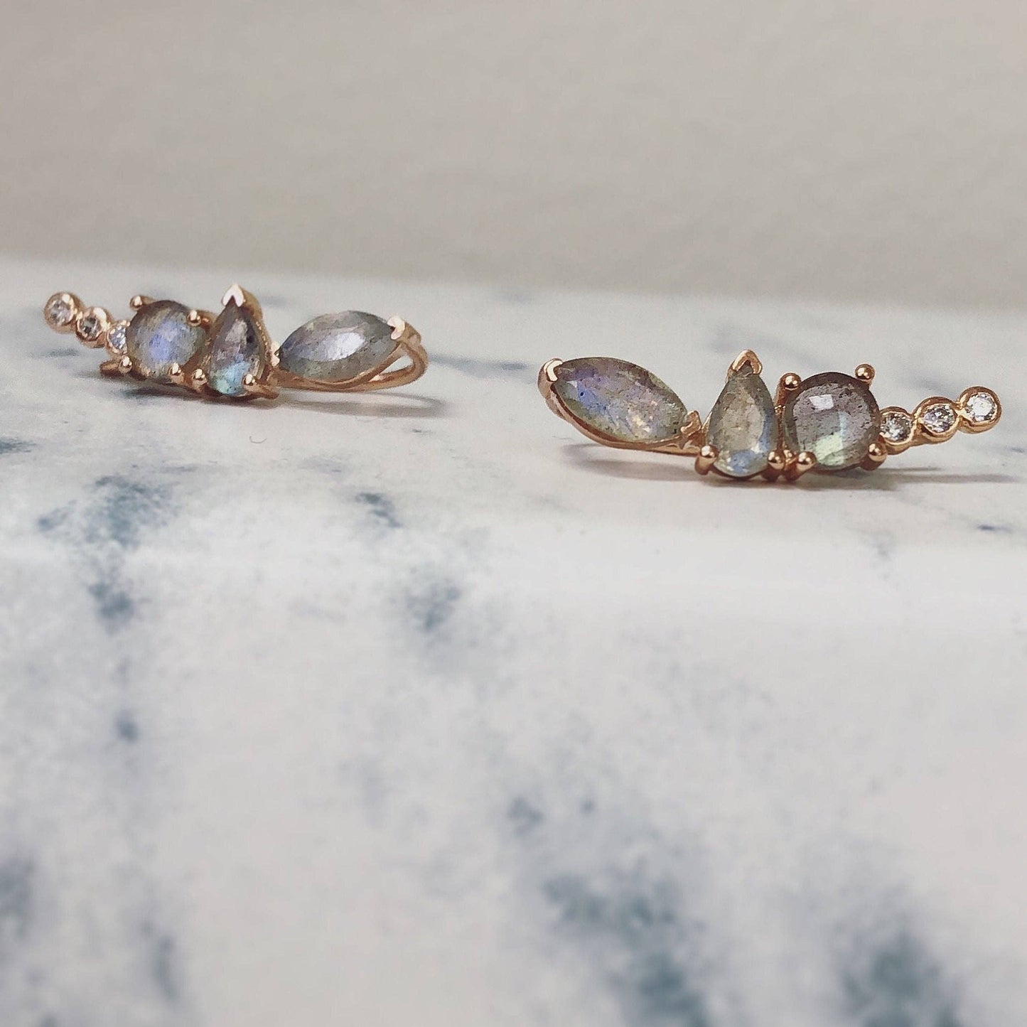 Rose Gold Labradorite Wing Climbers