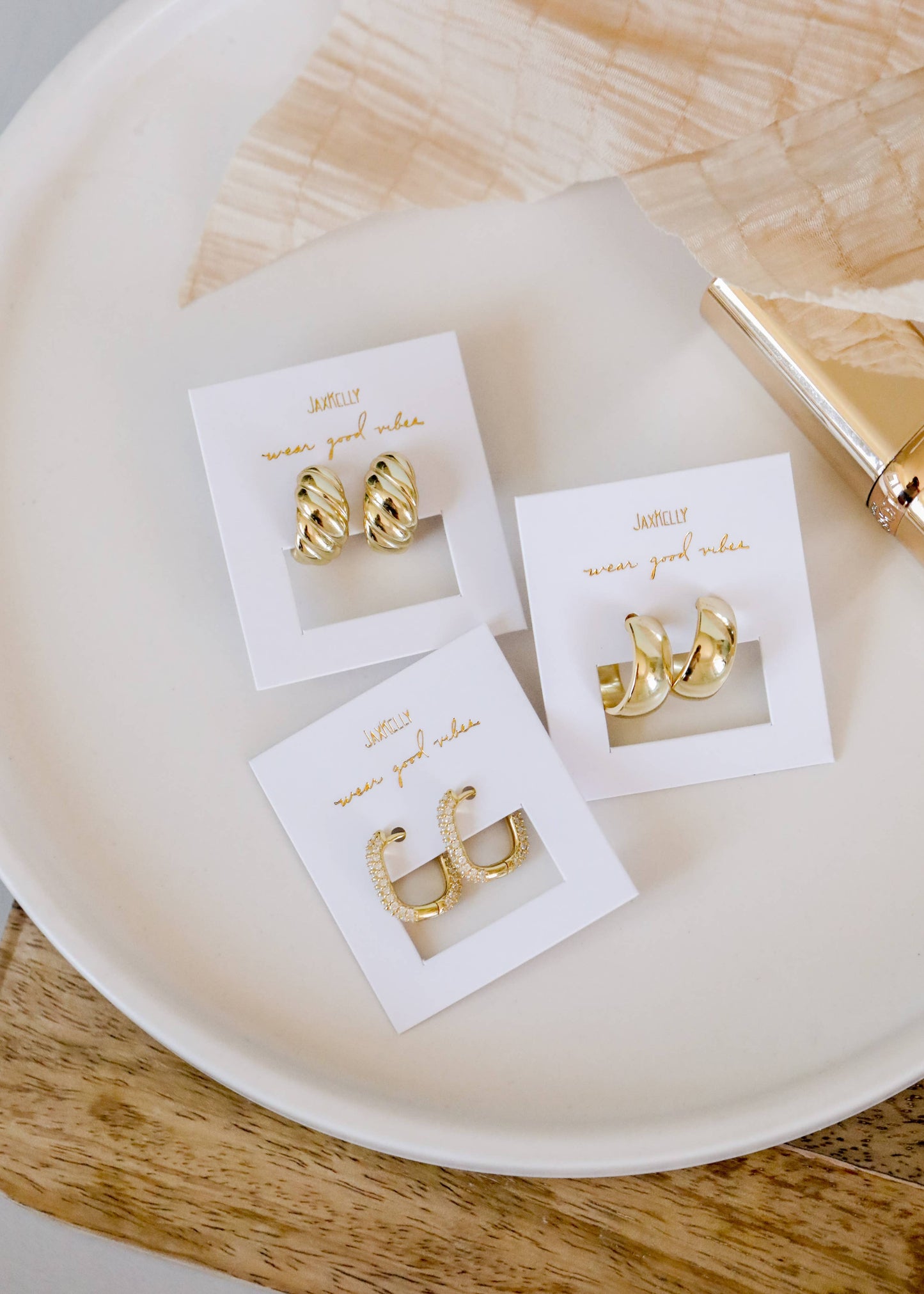 Gold Hoop - Swirl Earrings